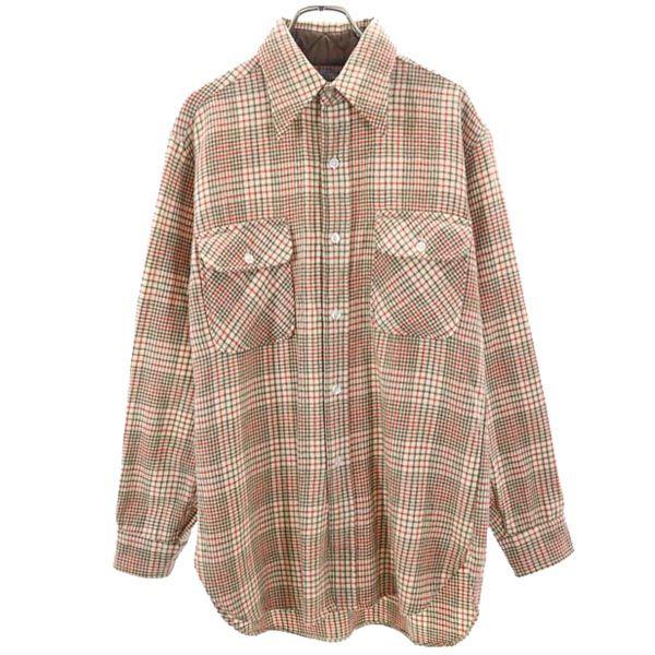 PENDLETON 70s Wool Vintage Made In USA Check Pattern Long Sleeve Shirt M Men's Used