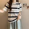 Summer Young Girl Stripe Cartoon Embroidery Pullovers TShirt Korean Women Casual Loose Short Sleeve Student T-Shirts Y2k Top Female Streetwear
