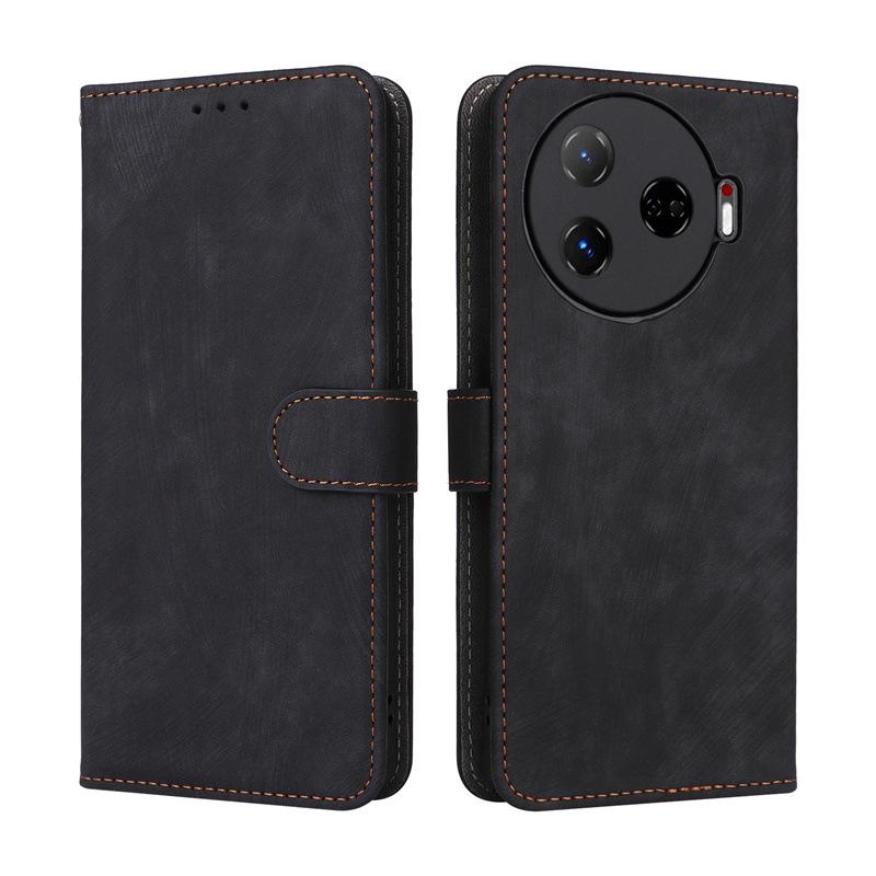 Brush Leather Flip Case with Card Slot for Tecno Camon 30 Pro 5G/CL8 - Anti-theft Design