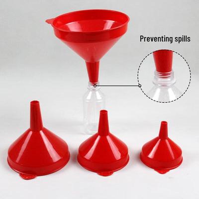 Red Plastic Kitchen Funnel Set