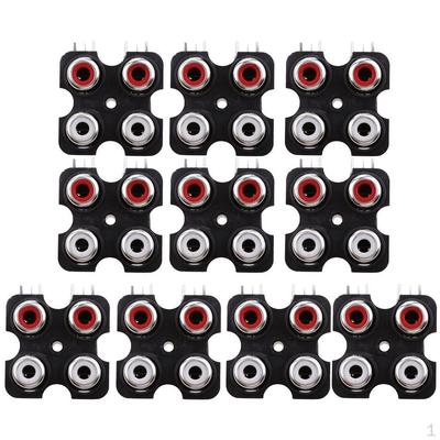 10 pz Jack Femmina ad Angolo Retto Tipo a Saldare Connettore Presa RCA 4 Contatti Scheda DIY