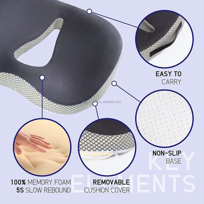 Slow Rebound Memory Foam Chair Cushion Striped Solid Color Office Use