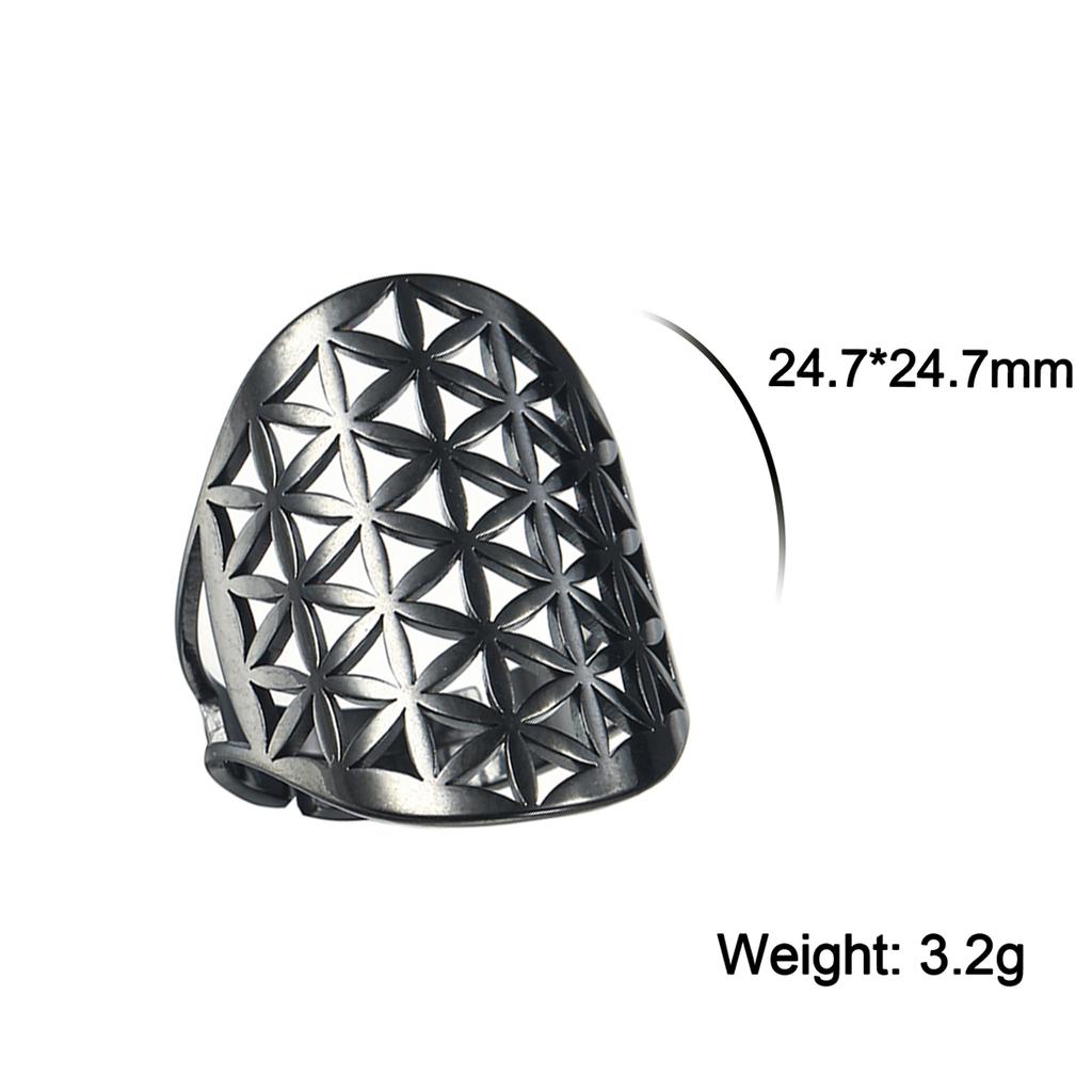 Flower of Life Ring Stainless Steel Sacred Geometry Archangel Metatron Ring Adjustable Amulet Jewelry Gift Wholesale
