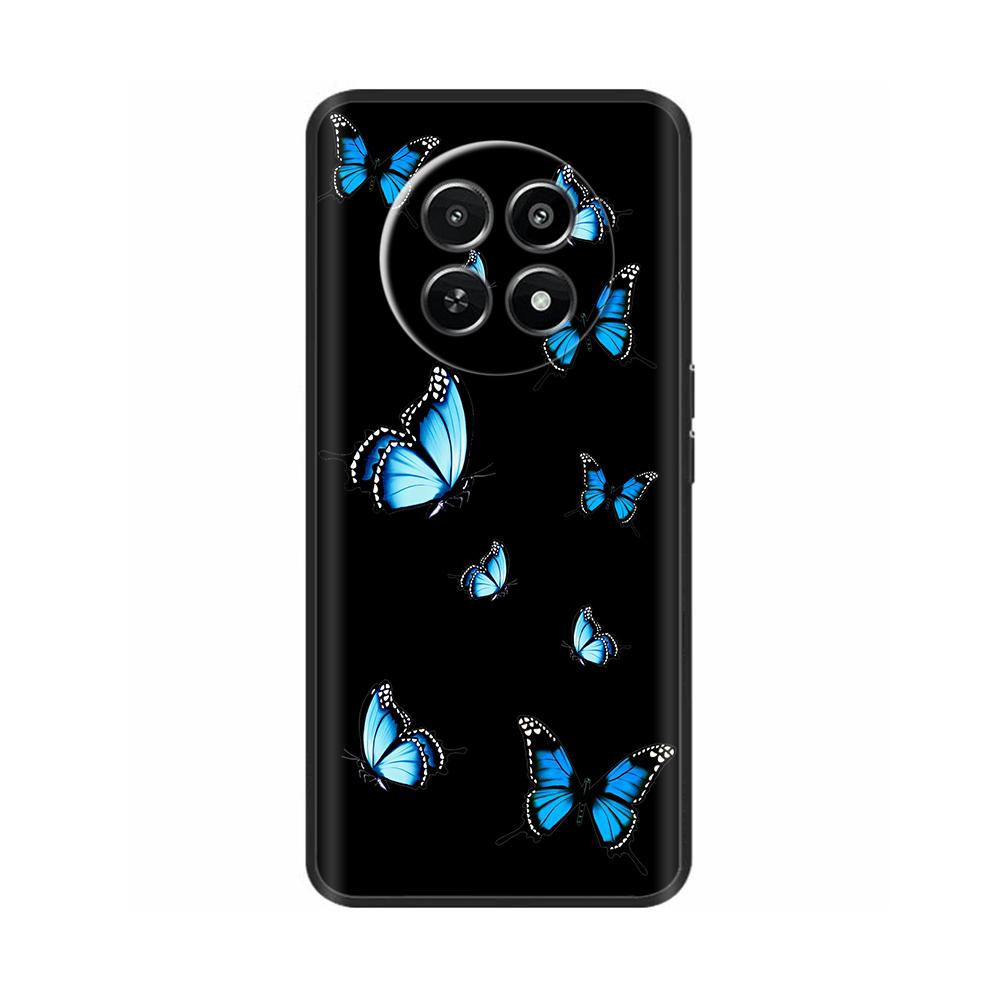 Für Realme 12 5G 12X Handyhülle Cover Blumen Aufdruck Weiches Schwarzes TPU Fundas Für Realme12 12 X Bumper Schale Para Coque Etui Capas