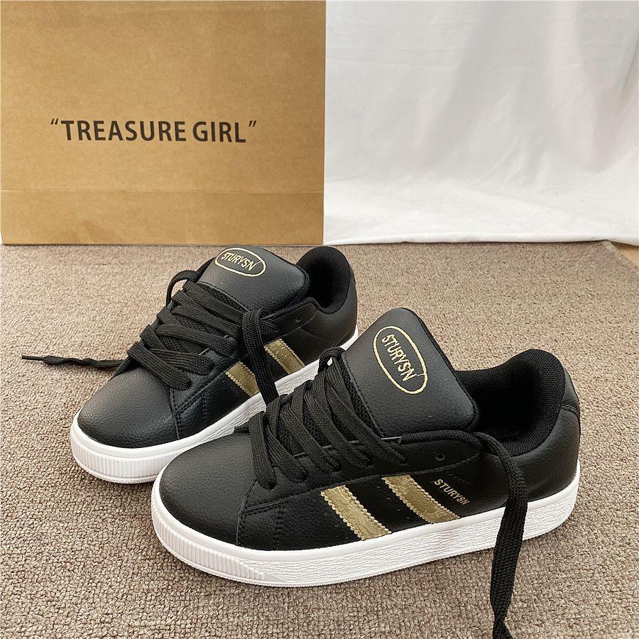 Wind retro black gold original bread shoes women's tide spring new casual little white shoes board shoes