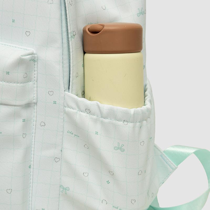 Cute Printed Backpack with Front Pocket and Side Pockets for Students and Daily Use