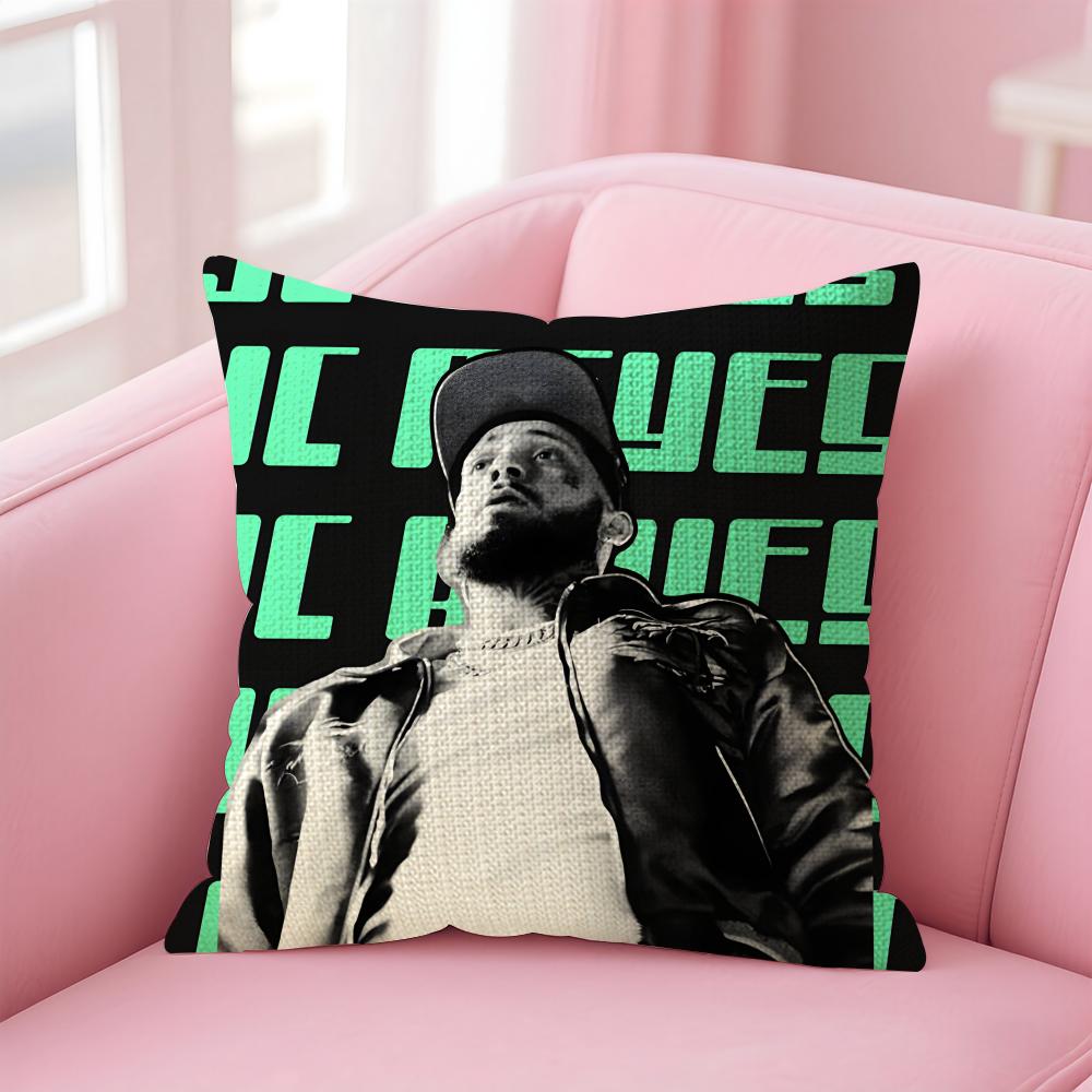 JJc ReyesS Rapper Cushion Cover Natural Linen Pillow Case DoubleSided Print Decorative Sofa Pillowcase Home Decor Gift