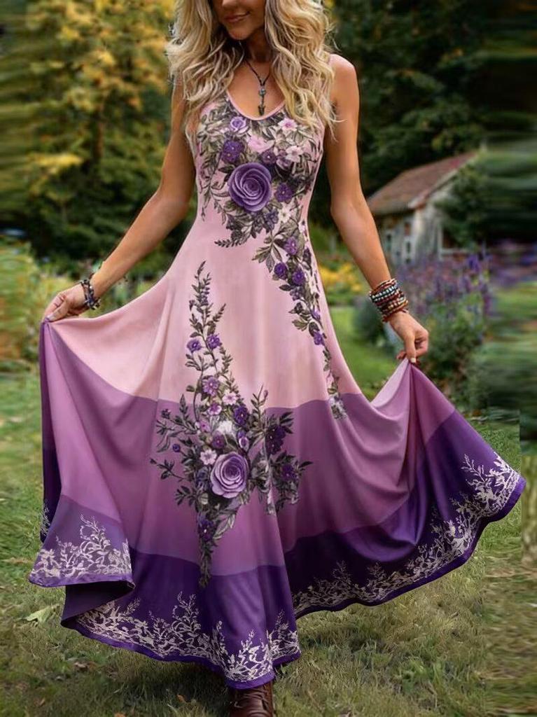 Übergröße V-Ausschnitt Elegantes Sommer-Langkleid für Damen - 2026 Europäischer & Amerikanischer Stil
