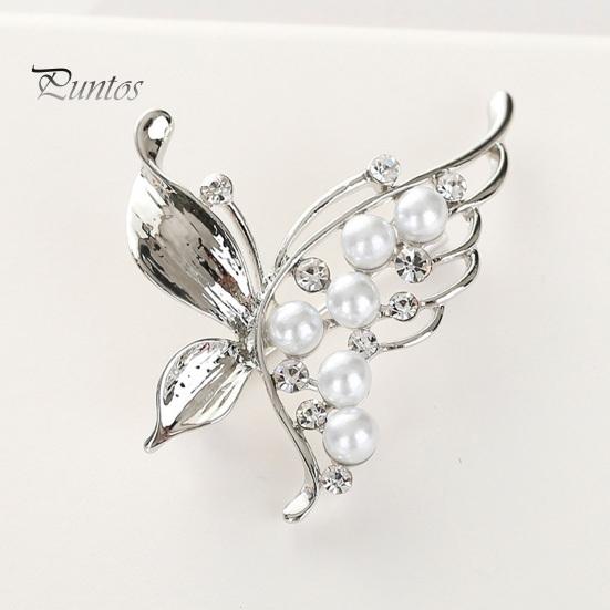 Rhinestone Butterfly Brosje Dame Stilig Sense Light Luksus Utsøkt Delikat Unik Faux Pearl Corsage
