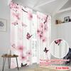 2pcs,2D plane printing Curtains&Window Treatment Butterfly Blossoms Durable 100% Polyester Fabric (without rod) All Seasons Use