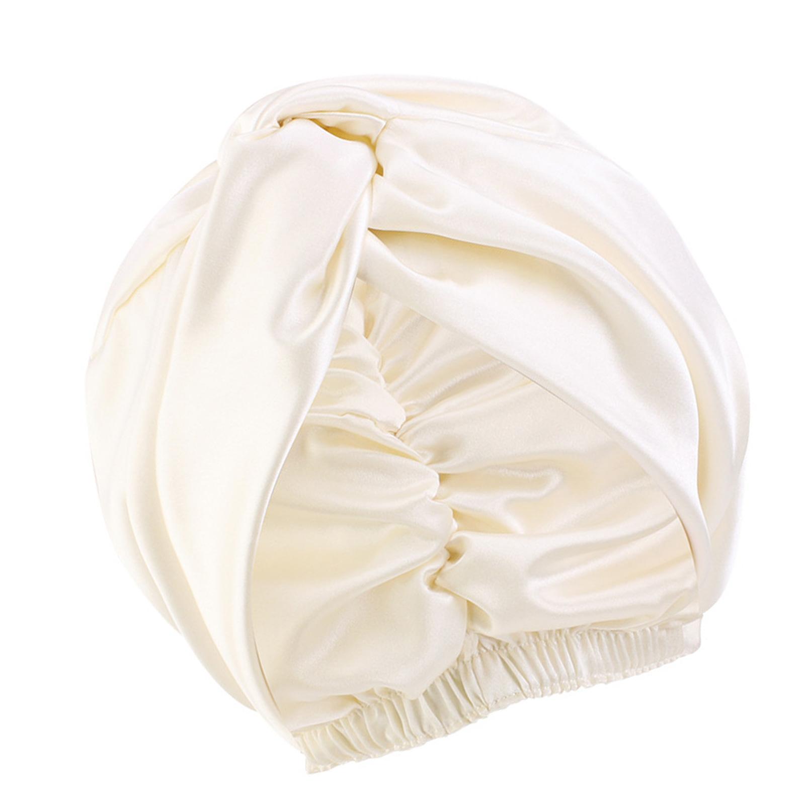 

Cross Twisted Style Thermal Sleeping Cap Silk Feel Fabric Double Layer Moisture Control Nighttime Hair Cover For Adults 5 Color Choices бежевый