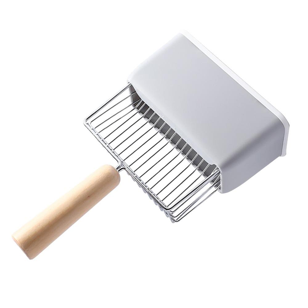 Durable Wood Handle Cat Litter Scoop Long Handle Fast Sifting Kitty Metal Scooper Deep Shovel Cat Pan Scooper Indoor Use