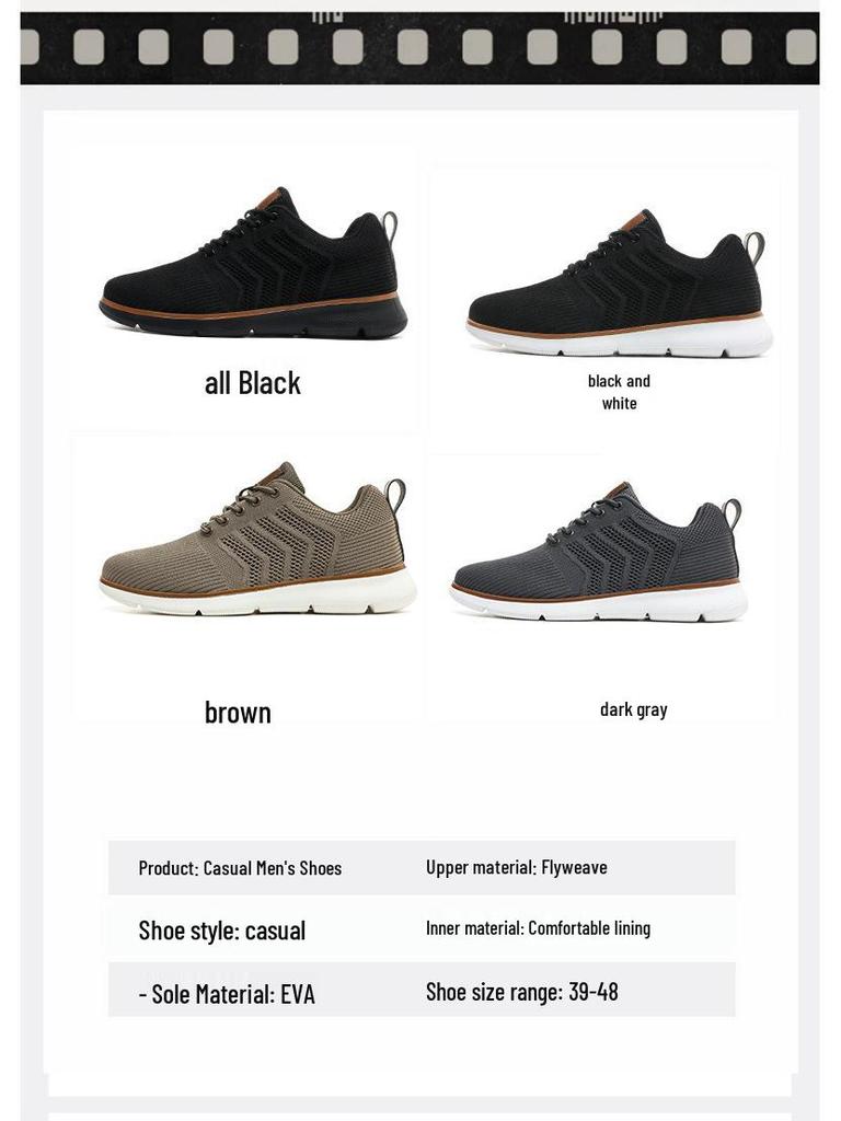 2024 Plus Size Men's Flyknit Mesh Casual Sports Shoes - New Style Running & Travel Soft Sole Sneakers