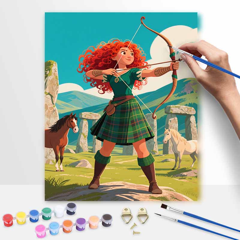 Disney Merida Princess Brave Digital Oil Painting Art Kit Hand Painted Home Decor 20x30cm