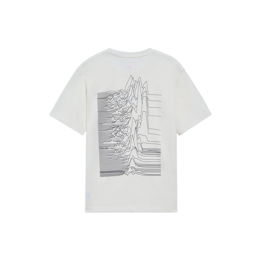Li-Ning Peak Logo Print Round Neck Short Sleeve T-Shirt Men Tops Off-White AHSS136-1