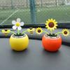Car Ornament Solar Powered Dancing Shaking Head Cartoon Sun Flower Pot Automobile Auto Dashboard Decoration Cute Car Accessories