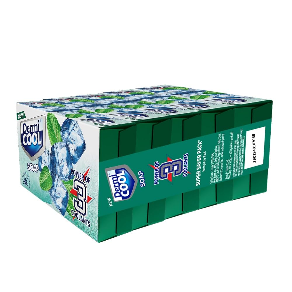 Dermicool Soap With 3 Coolants Camphor Menthol Thyme Oil 125g X 5 Pack Of 1 Instant Cooling Fresh Skin