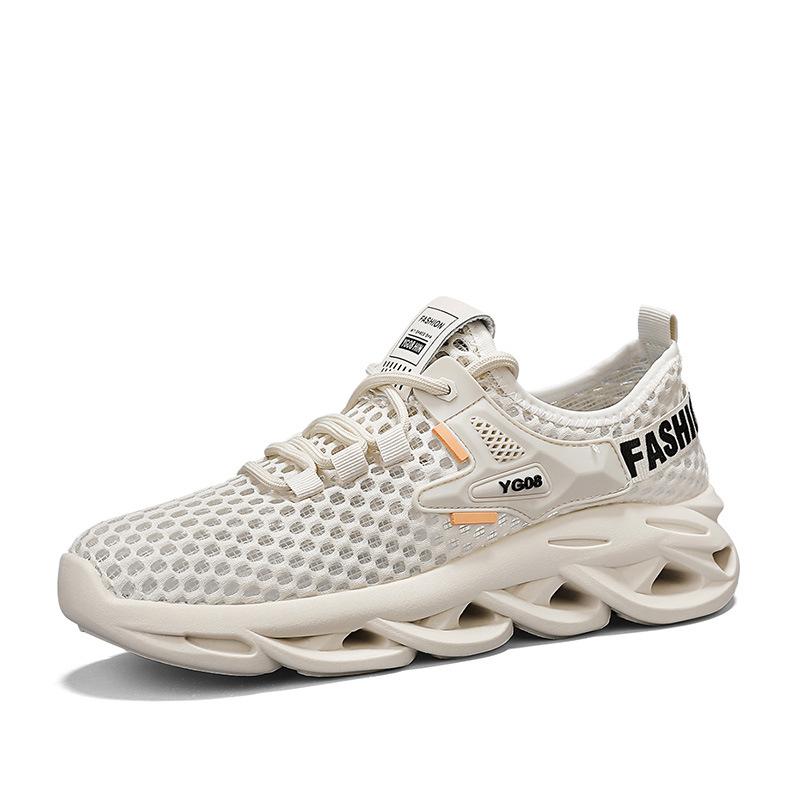 Summer New Daily Running Sports Lace-up Trendy Men's Shoes Large Mesh Mesh Breathable Low-top Sports Men's Shoes