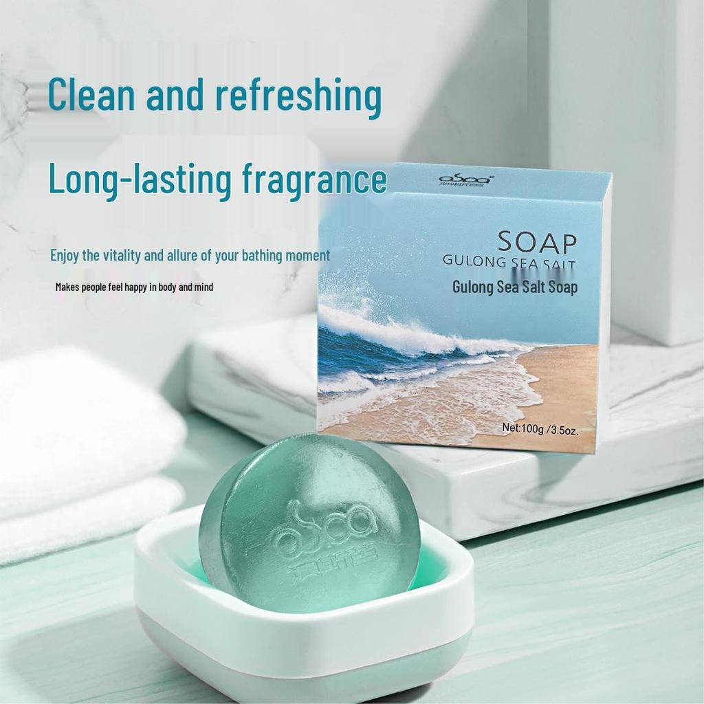 Gu Long Men's Sea Salt & Plant Essence Soap - Refreshing Bath & Facial Cleanser with Invigorating Fragrance