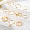 2023 Anello Moda Foglia Goccia Spirale Perla Set da 21 Pezzi Anello Intrecciato Foglia Oro Set da 11 Pezzi Gioielli Ragazze Studentesse Lusso Festa Elegante Glamour Sexy