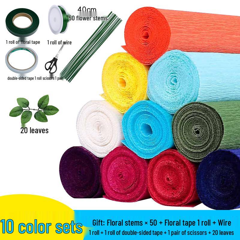 Thick Green Crepe Paper for DIY Handmade Floral Art and Rose Crafting
