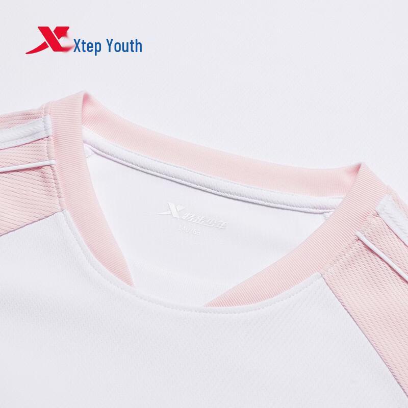 Xtep Girls' American Style Font Colorblock Round Neck Two-Piece Summer Set