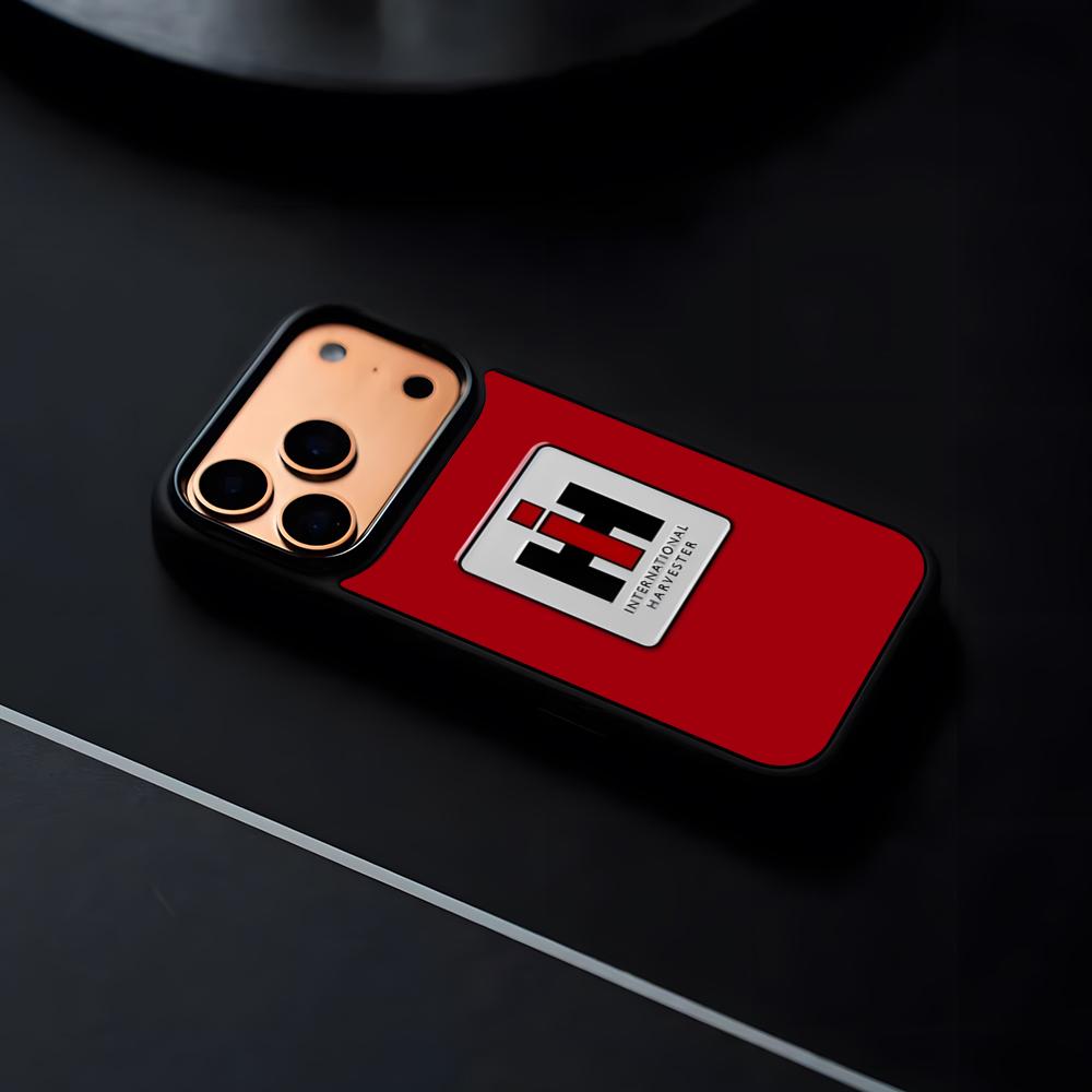 Case IH Tractor Logo Telefoonhoesje Voor IPhone 17 16 15 14 13 12 Pro Max Plus Zwart Frame Harde Schaal