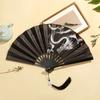 Chinese Double Sided Painting Folding Fan Vintage Handhelds Fan with Tassels Plastic Foldable Hand Fan for Parties