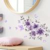 Aesthetic Purple Floral Butterfly Wall Stickers, French Countryside Self-Adhesive Decor for Room Background Wall Decoration