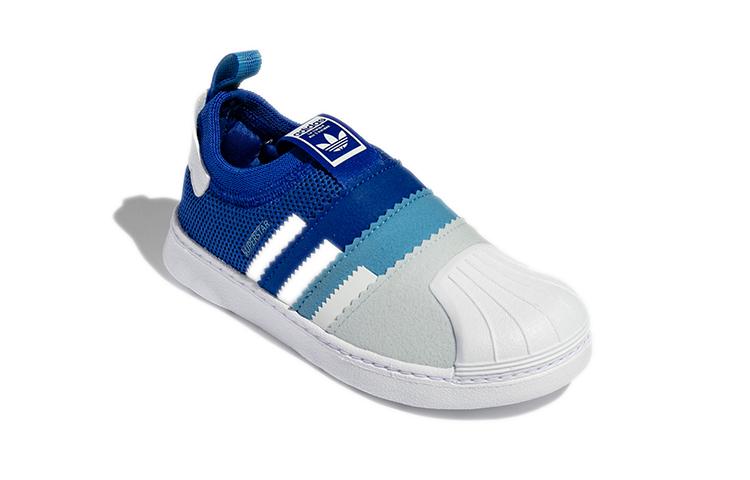 adidas Originals Superstar Collection Low Top Skateboard Shoes Blue White Infant And Toddler H02734
