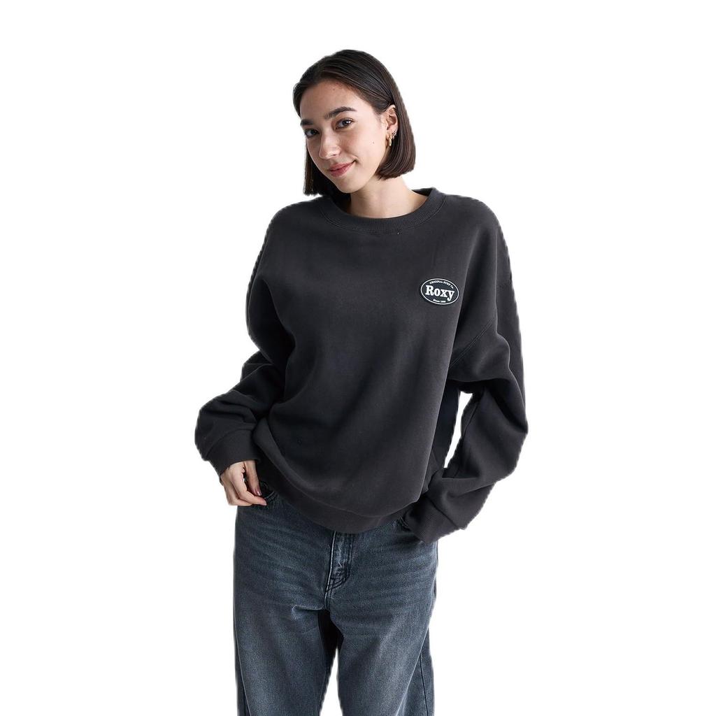 Roxy Crew Neck Sweatshirt with Fleece Lining and a Loose Fit Women's (BBK)