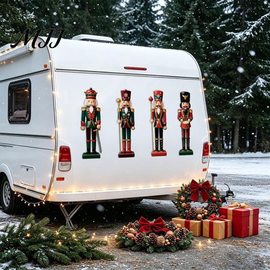 Holiday Party Magnets 4Pcs Christmas Nutcracker Magnetic Decoration for Garage Door, Festive Vintage Soldier Fridge Magnet, Waterproof Dcor