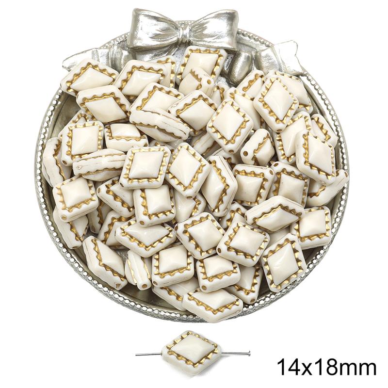 

Акриловые бусины Барокко Ретро Золотые в форме цветка Плоские круглые бусины для изготовления ювелирных изделий DIY браслеты ожерелье 14x18mm 30pcs