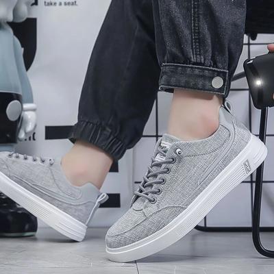 Canvas Male Shoe Black With Laces Spring Autumn Sneakers Young Students Hiking Retro Comfortable Work Adults Men's Casual Shoes