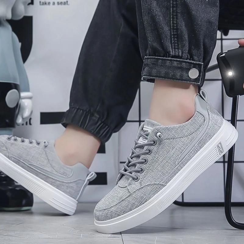 Fashion Canvas Male Shoe Black With Laces Spring Autumn Sneakers Young Students Hiking Retro Comfortable Work Adults Men's Casual Shoes