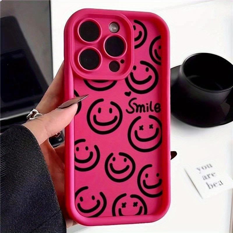 Cute smiley face applies to iPhone15promax mobile phone case Apple 14 matte 13 anti-drop 12 silicone soft case 11