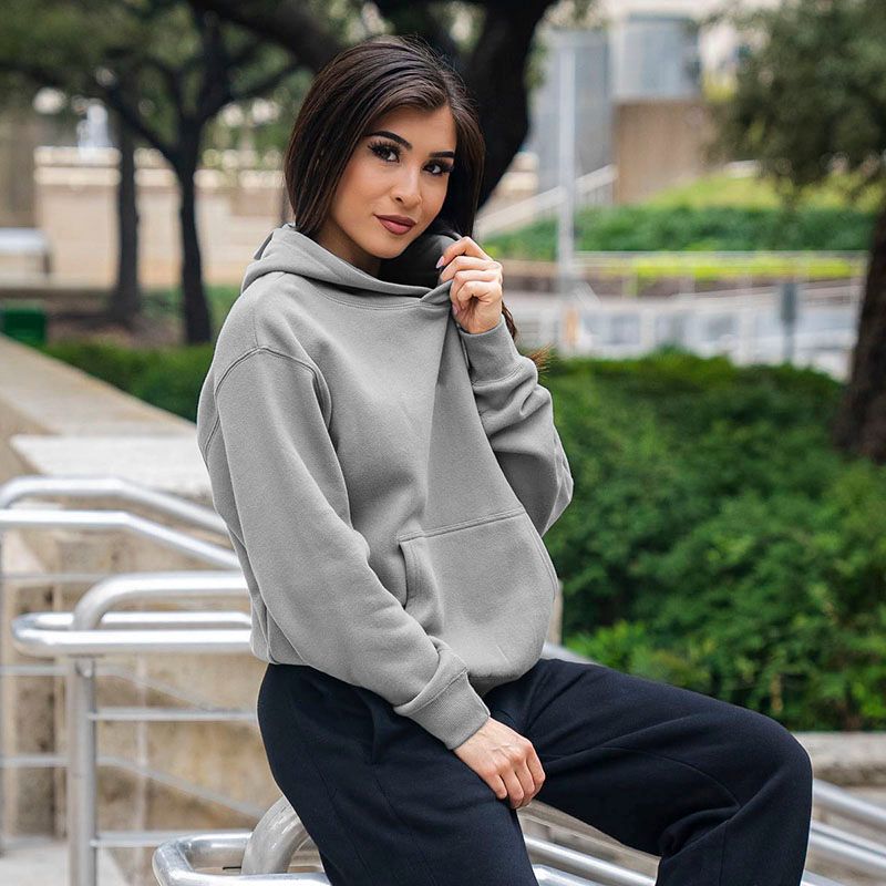 

Irongirl Sports Heavy Weight Sweatshirt Women s Couple Fall and Winter Warm Long Sleeves Fitness Casual Loose-Fitting Hoodie Pullover Light gray 2XL