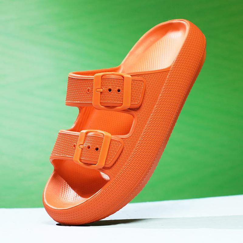 

2024 Летние тапочки из ЭВА для женщин, мягкие пляжные сандалии на толстой платформе, женские шлепанцы, дизайн, желтый, розовый, утолщение 41 оранжевый