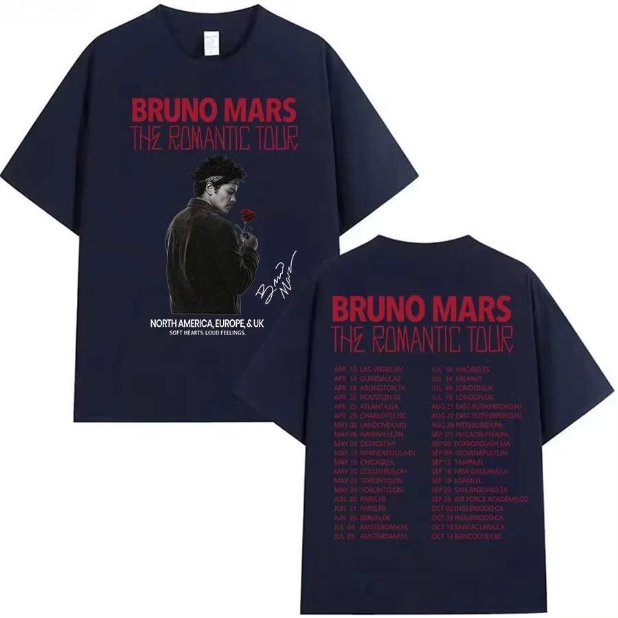 Bruno Mars Romantic Tour Concert Unisex Hip Hop Streetwear Cotton Top 2026 Summer Women And Men T-Shirt