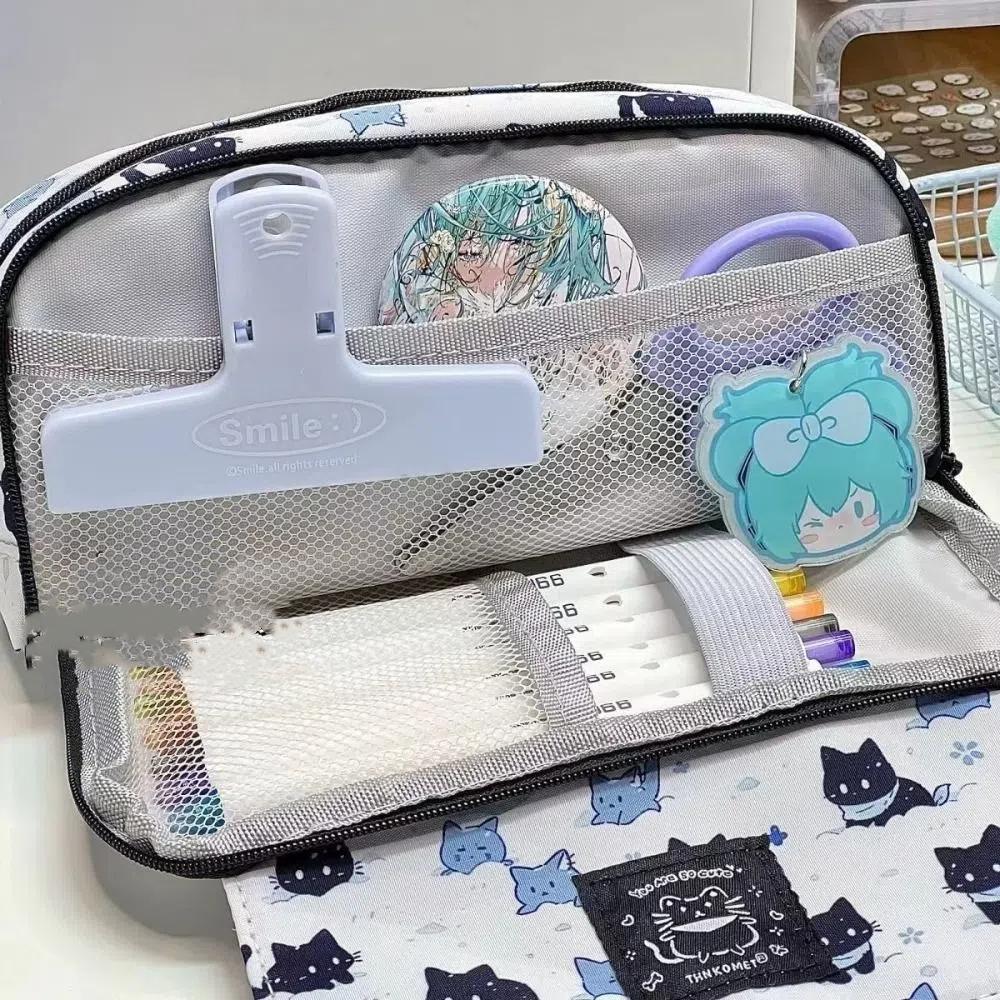 Thicken Snow Kitten Pencil Case Three-layer Kitten Stationery Bag Snow Cat Pencil Bag  Children