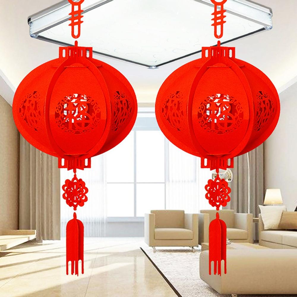 Fortune Party Celebration Red Paper Lanterns Chinese New Year Hanging Ornaments Festival Supplies
