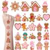 54pcs Temporary Tattoo Gingerbread Man Waterproof Long-lasting Body Stickers Gingerbread Character Gingerbread House Cartoon