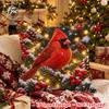 2D FLAT-1pc Christmas Cardinal Pillowcase, Winter Atmosphere Cushion Cover, Featuring a Flat 2D Printing Process. A Light-toned Decorative Pillowcase