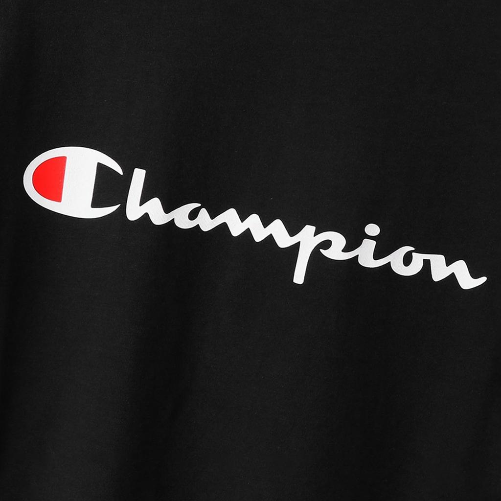 Champion Short Sleeve Classic Script Logo Size L Men's T-Shirt, 100% Cotton, Print, Black, (C3-P302Z/C3-X353L)