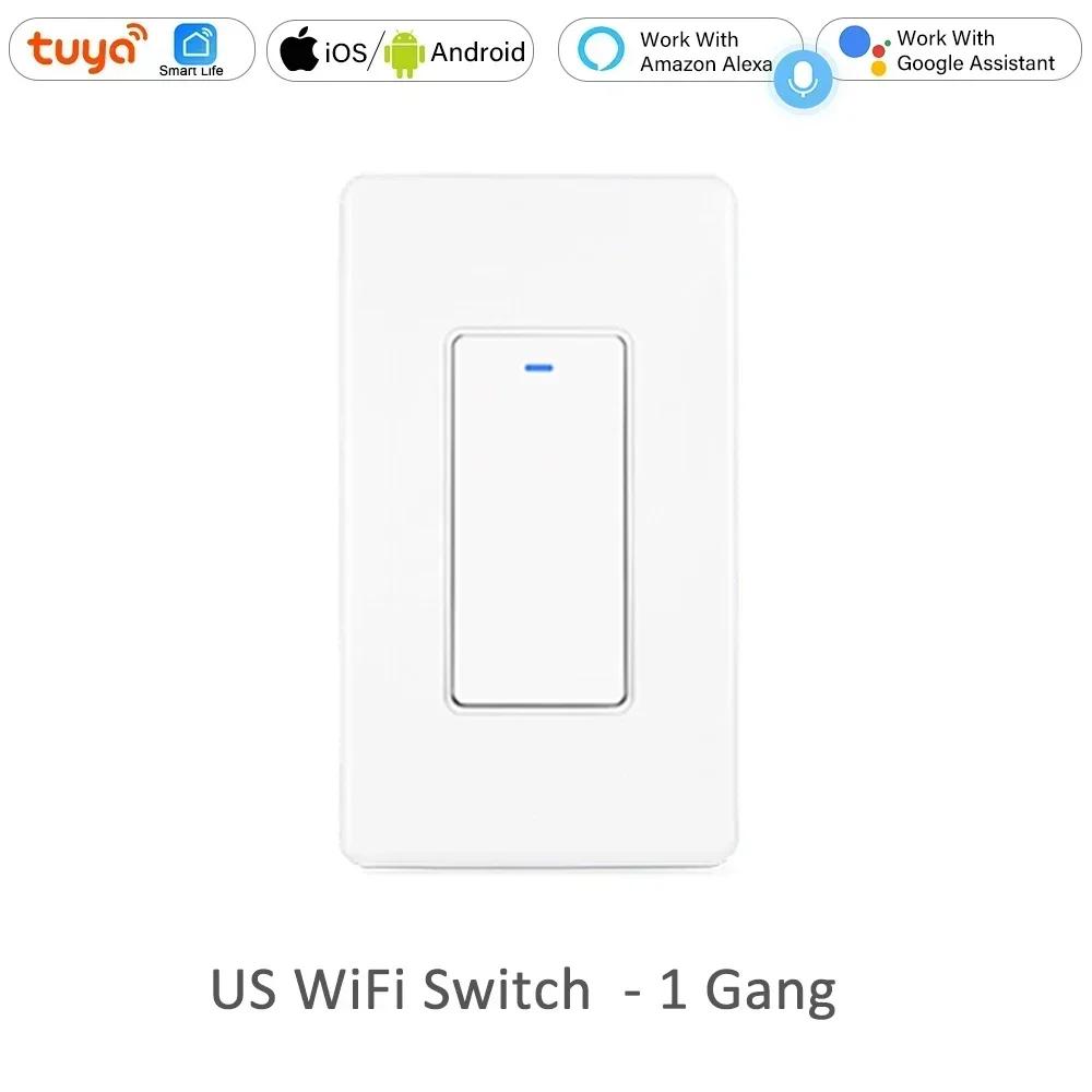 

US AU BR Tuya Two 3 Way Alexa WiFi Smart Remote Control Push Button Light Switch Smart Life WalI Mount UP Down Dual 110V 230V Single Way