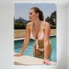Sexy Light Brown Hair Freckled Woman In White Bikini Pool Vintage Tin Sign - Metal Wall Decor for Bar Home Cafe 8x12 Inch