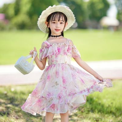 Mädchen Kinder Sommer Blumiges Prinzessinnen Kurzarmkleid Für Kleine Mädchen