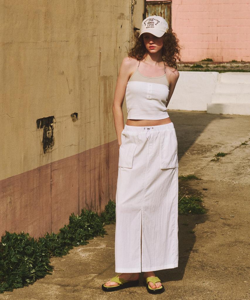 Etmont Pocket Stitch Maxi Skirt, White