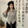POLO Neck Pleated Slim Top Women's French Solid Casual Irregular Tops Vintage Harajuku Korean Y2k Top Spring and Summer