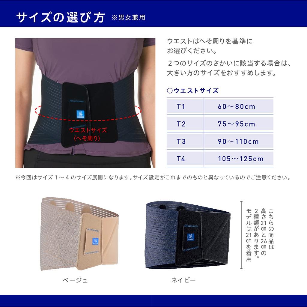 Chuanne Ronbaskin V3 21 Waist Supporter Navy Size 3 Waist For lower back pain caused by working from home or telework 90-110cm